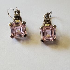 Judith Ripka Pink Quartz and Silver Earrings